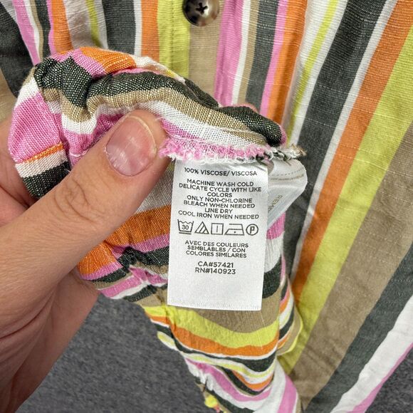 Loft Dress Women 2P Petite Yellow Striped Sheath Midi Button V-Neck Sleeveless - Picture 4 of 7